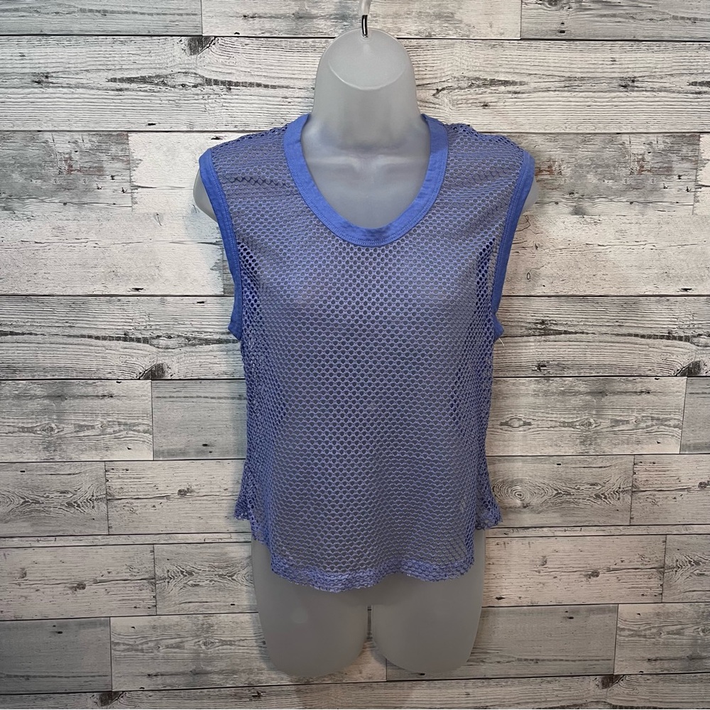 Women's Blue Mesh Sleeveless Top